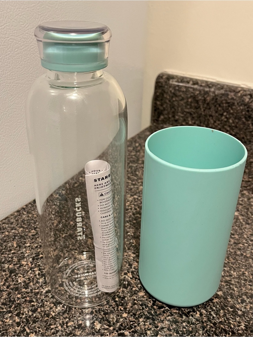 Starbucks Mint Green Glass Bottle with Silicone Sleeve - Pastel Aqua - Picture 5 of 7
